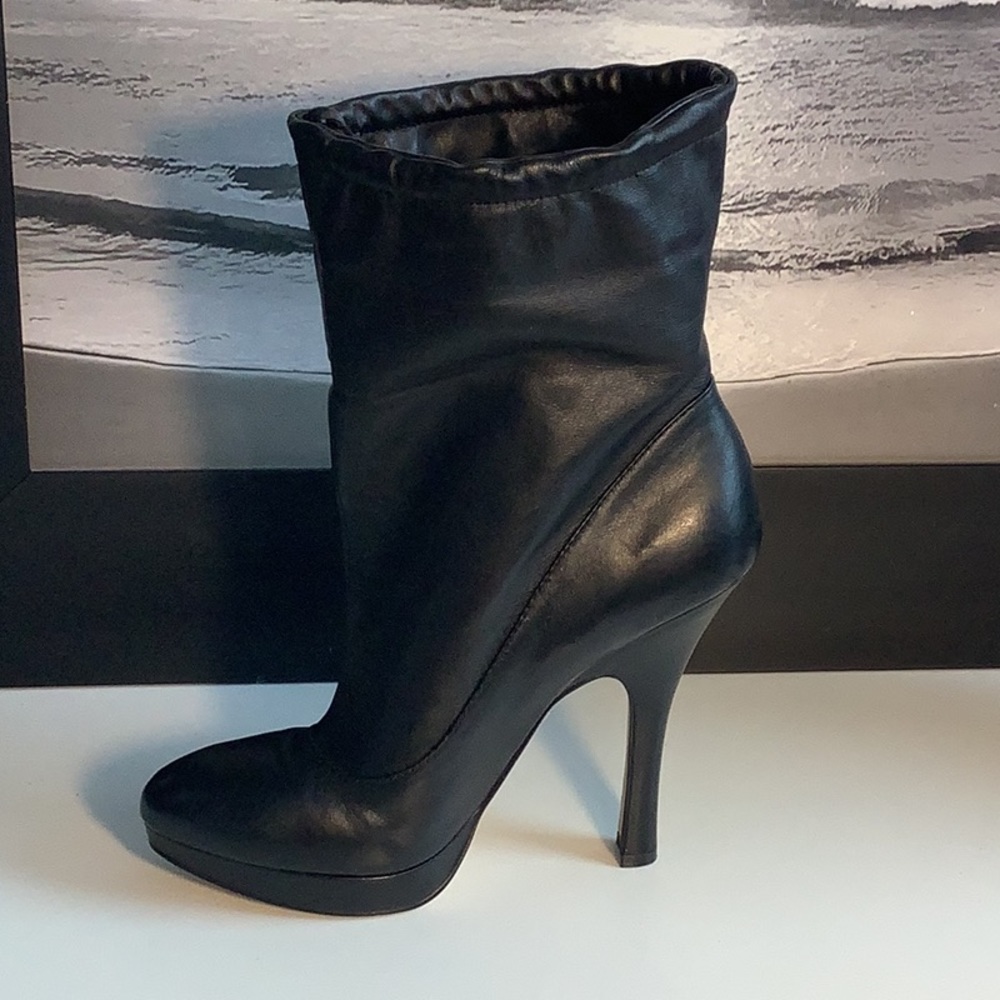 Boutique 9 Black Leather Platform Stiletto Convertible Shaft Ankle Boots Sz 9 M - Picture 3 of 12